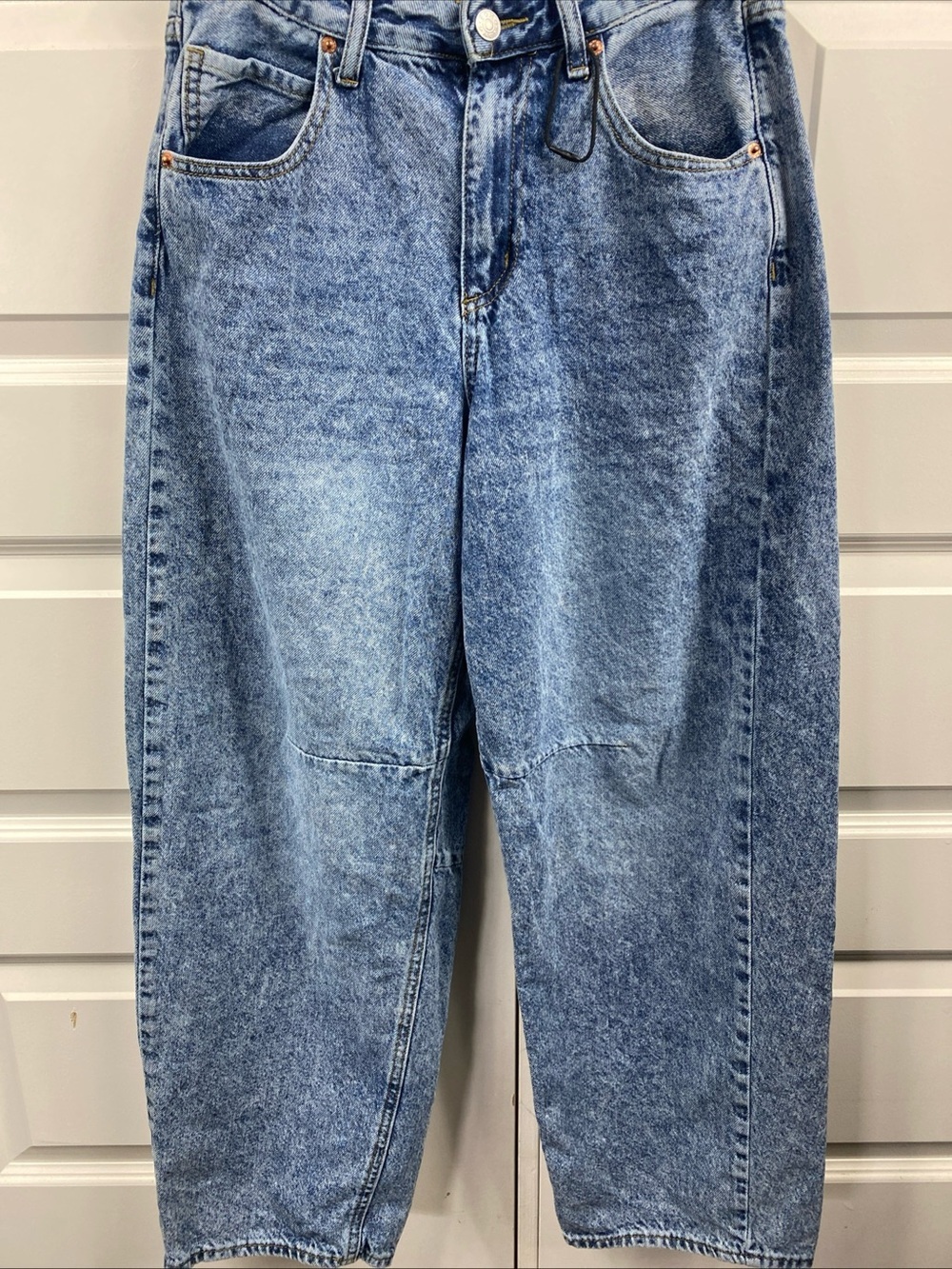 SONG High Rise Barrel Jeans  Trendy Balloon Baggy 5/27 Acid Wash100% Cotton